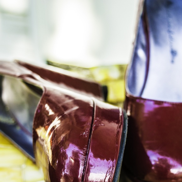 Red patent platform wedges - Picture 2 of 8